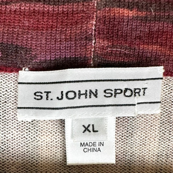 St. John Sport Stripe Wool Zippered Cardigan Sweater - Picture 6 of 10